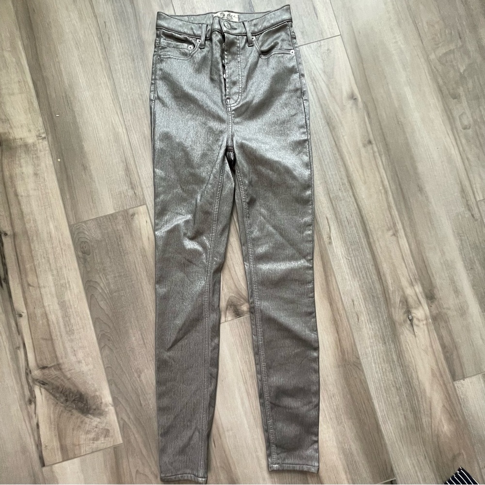 Free People We The Free High Waist Metallic Skinny Leg Pants Size 26 new